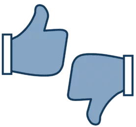 Illustration of a thumbs up and thumbs down next to each other