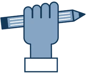 Illustration of a hand holding a pencil