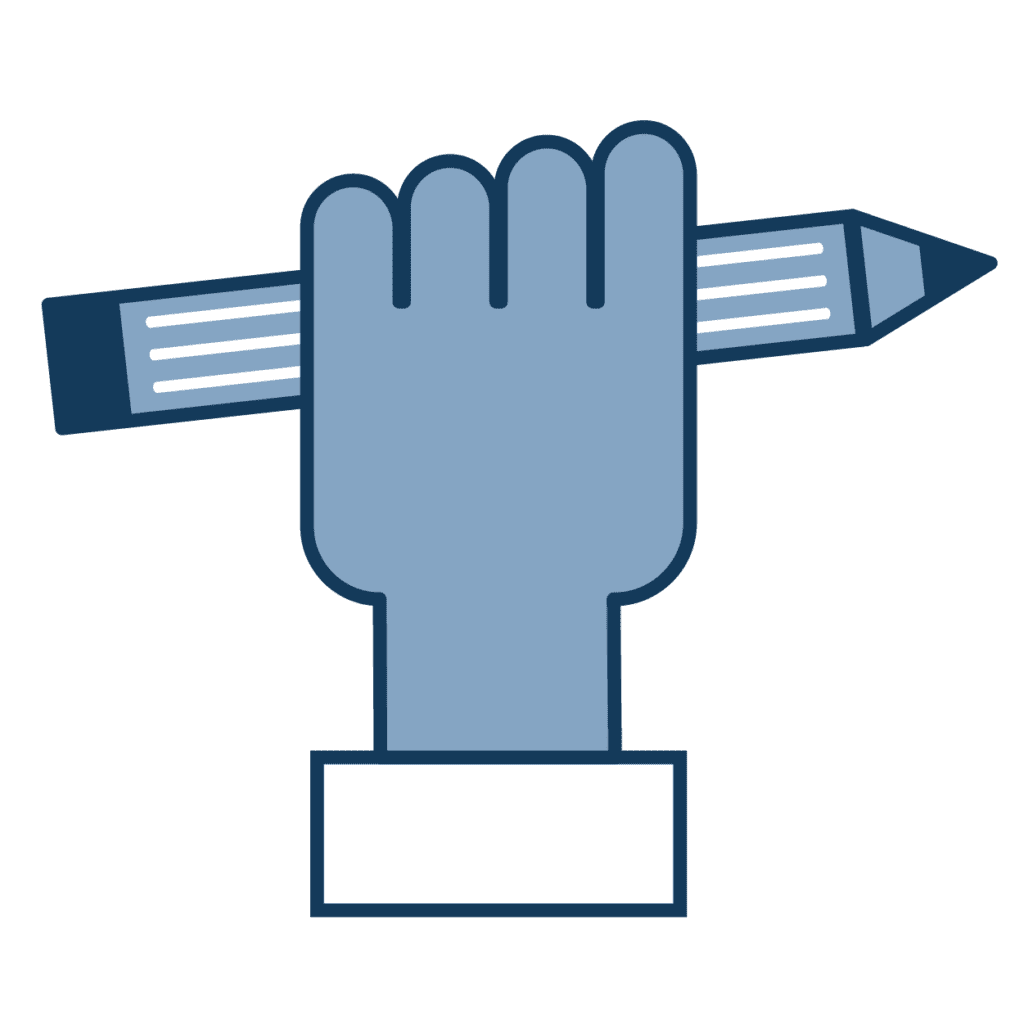 Cartoon of a hand holding a pencil