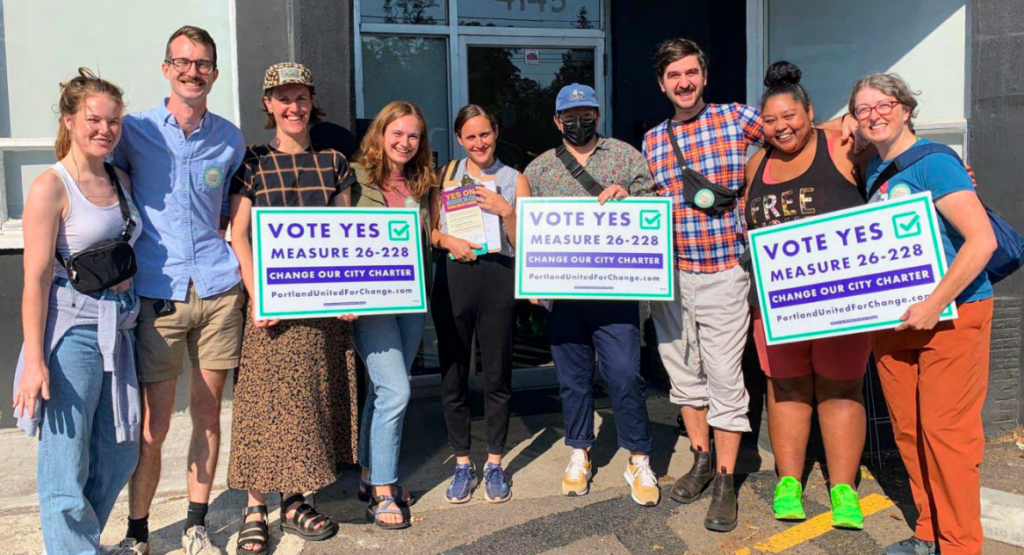 Campaigners with Portland United for Change