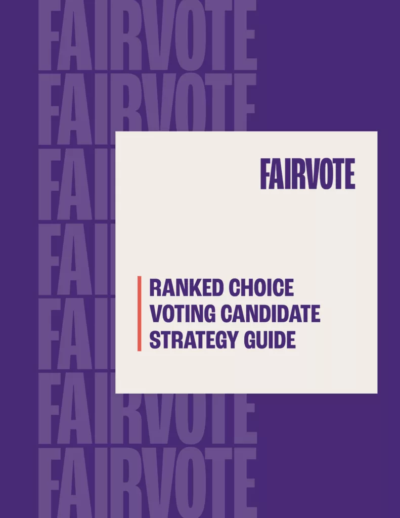 Cover for a report titled "Ranked Choice Voting Candidate Strategy Guide"