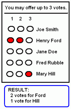 Image of a cumulative voting ballot
