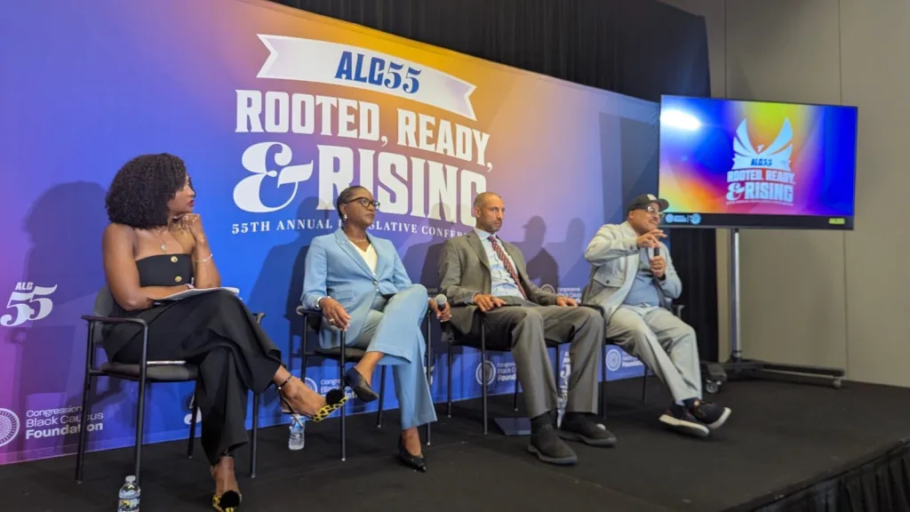 Photo of the panelists at an event by FairVote and Black Voters Matter on Black political power and representation.